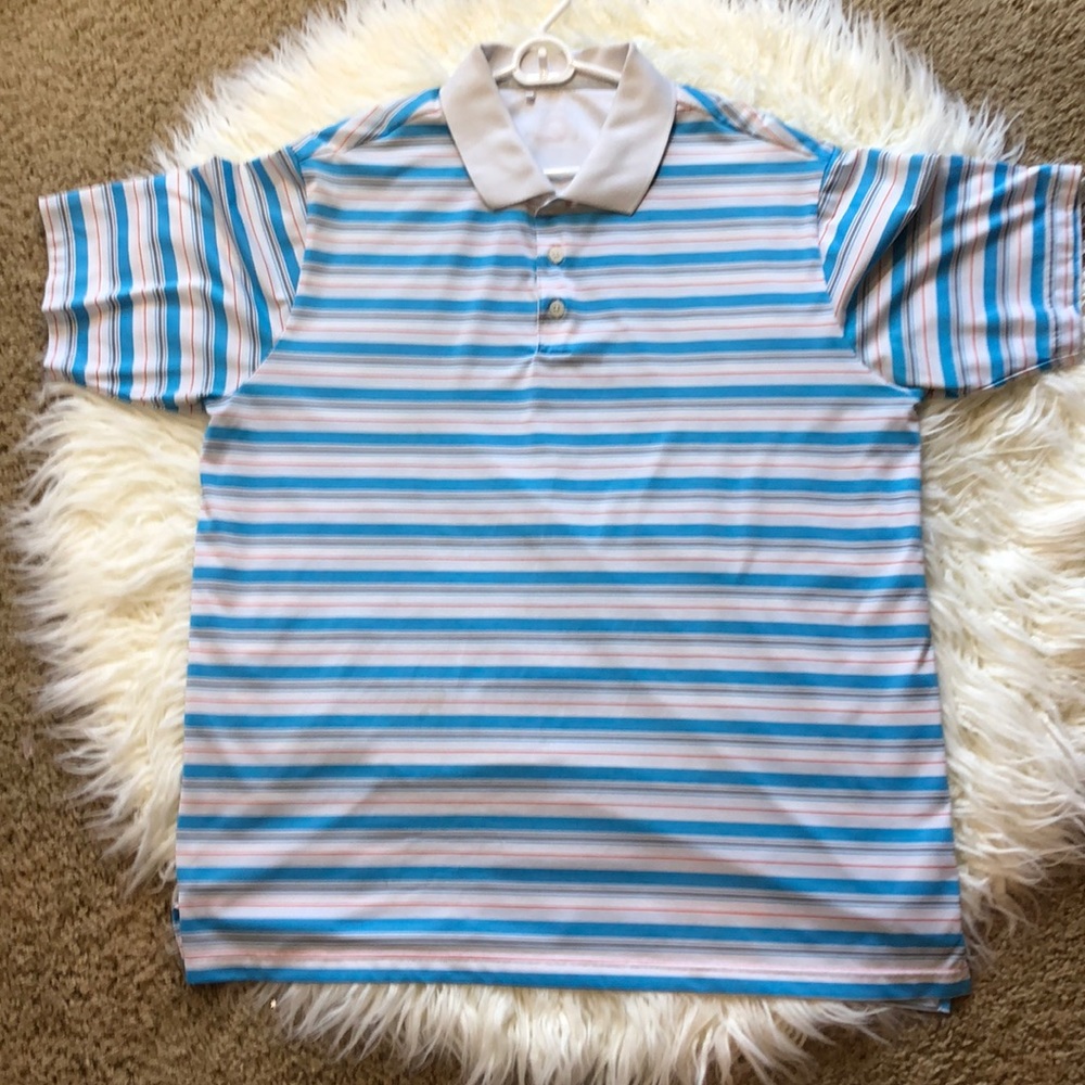 ADIDAS Polyester polo XL blue white grey orange